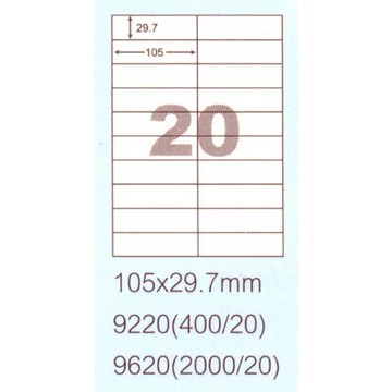 【文具通】阿波羅9620影印自黏標籤貼紙20格105x29.7mm 100入 P1410215