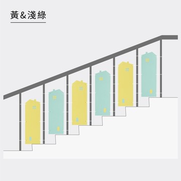 Pato.Pato - EVA無毒樓梯安全護板6片組-小屋款-黃&淺綠 (18cm*56cm*2cm)