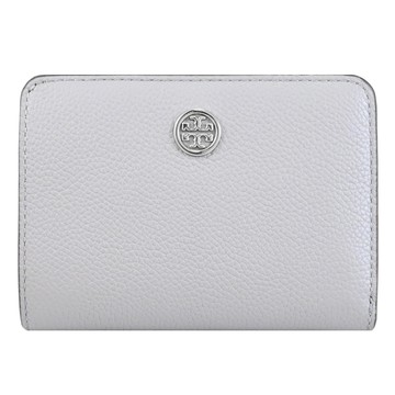 TORY BURCH 170348 內裏撞色皮革扣式零錢短夾.石灰
