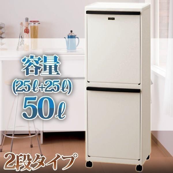 ゴミ箱 分別 縦型2段キッチン用ダストボックス 2x10L+30L 蓋付き