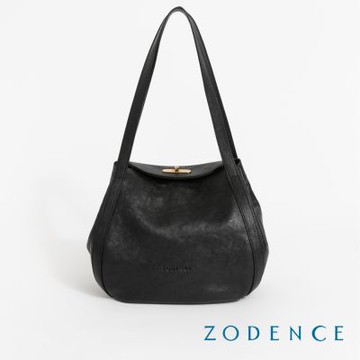 ZODENCE LUCY義大利植鞣革肩背燈籠包-深邃黑