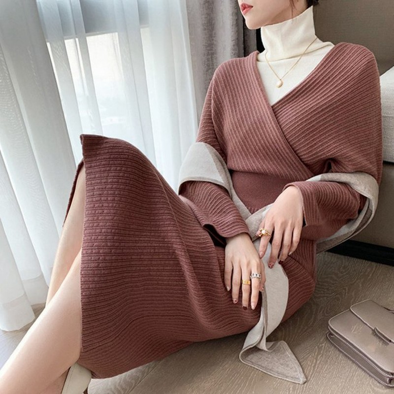 Miniministore ミニミニストア カシュクールニットワンピース 韓国風 レディース ダークピンク 通販 Lineポイント最大1 0 Get Lineショッピング