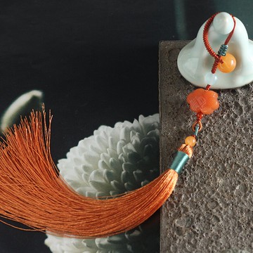 丹妮原創 天然金絲玉中國結手工流蘇掛件 旗袍壓襟 包掛 車掛