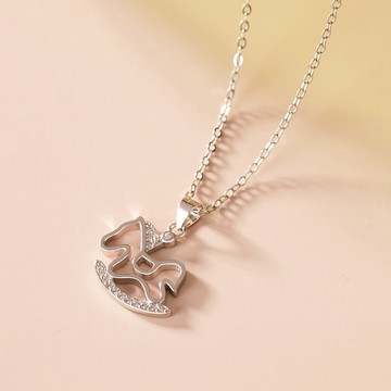 [925純銀]馬上鑽木馬輪廓項鍊｜新年禮物
