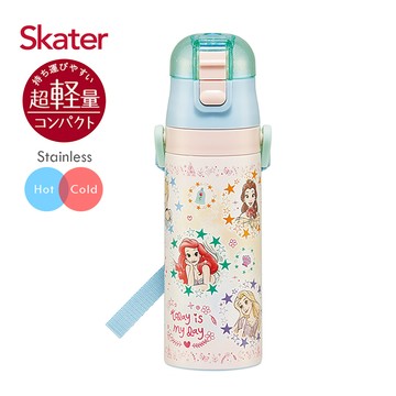 日本 SKATER - (兒童)不鏽鋼直飲保溫水壺470ml-迪士尼公主My Day
