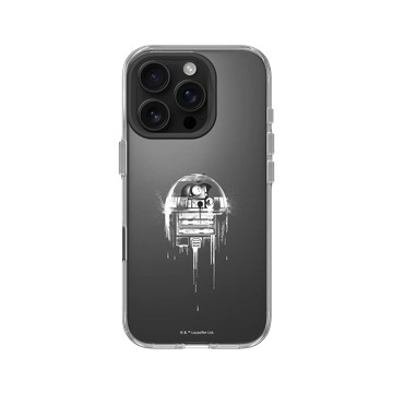 iPhone 16 Pro Clear Case（相機按鈕） 透明 - 迪士尼-星際大戰 Star Wars - R2D2-噴漆白