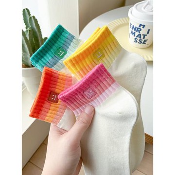 天天淘寶襪子女2024夏季新款短筒襪漸變運動學生短襪