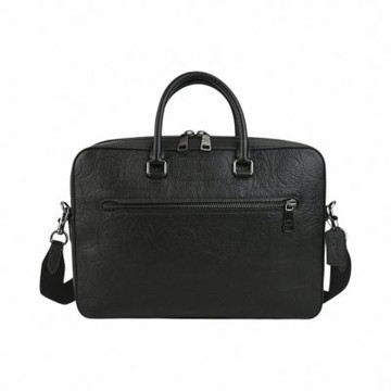 COACH 經典 SIGNATURE 壓紋LOGO皮革兩用公事包(黑)