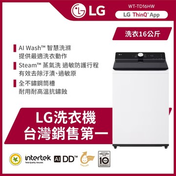 LG樂金WT-TD16HW AIDD蒸氣直驅變頻直立式洗衣機 16公斤