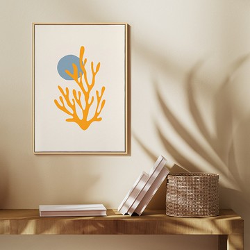 珊瑚 • 蓼藍月色- 海洋/礁堡/多彩/粉嫩/復古藍/掛畫/向量