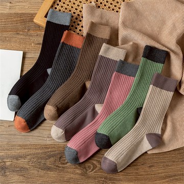 大唐襪業 D691 女素色堆堆襪中筒襪學院風外穿吸汗透氣長襪子
