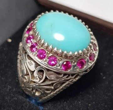 Beautiful Super Clean Blue Dark Feroza Ring Dark deep Beautiful Color Natural