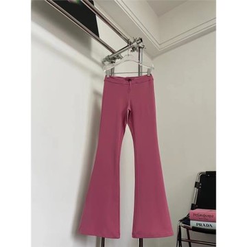 2024夏季款小眾設計高腰修身顯腿長辣妹緊身喇叭褲瑜伽拖地運動褲