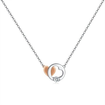 戀愛花語 鑽石K金白鋼 項鍊