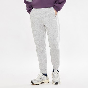 Hang Ten- 針織貼合刷毛防輕潑水拼接束口褲-男(銀灰花紗)