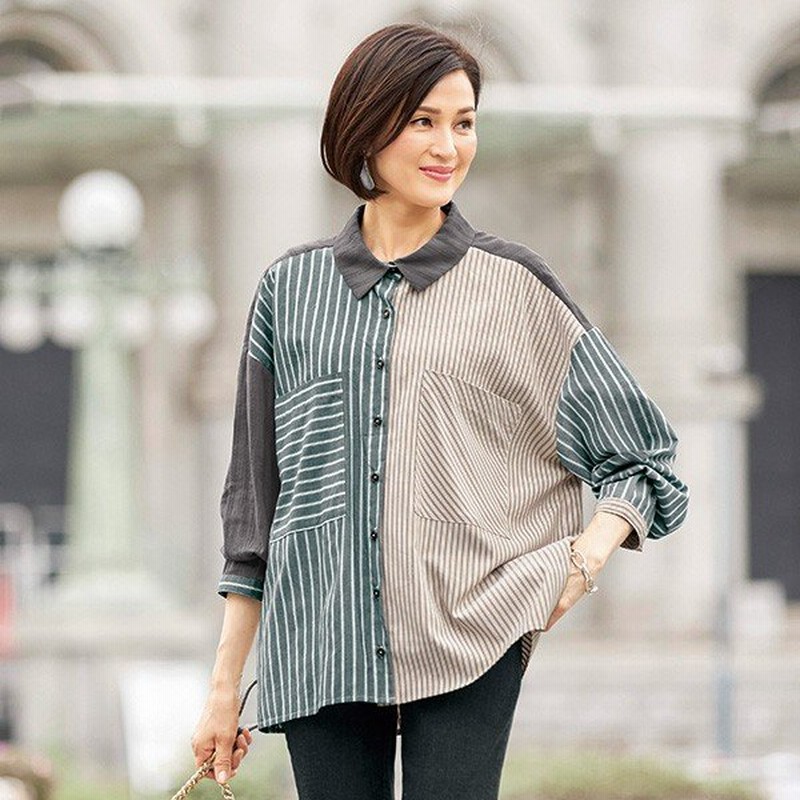 シャツ トップス レディース 秋 冬 パッチワークゆったりシャツ 50代 60代 70代 ミセスファッション シニアファッション 婦人 服 百貨店販売商品 通販 Lineポイント最大0 5 Get Lineショッピング