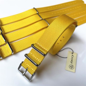 18mm20mm22mm NATO 北約帆布尼龍表帶 戶外清涼色黃色 方形扣薄款