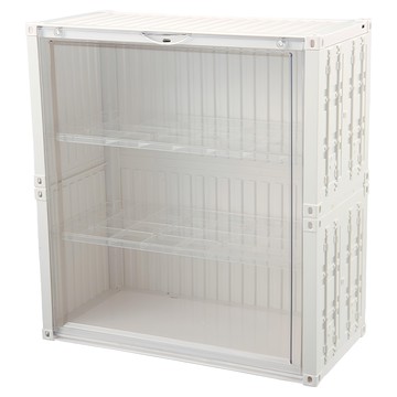 FAmILyLIFE 生活 貨櫃3層磁吸門展示盒 A-484-W 白色  1個  大(35.1 x 17.1 x 38cm)