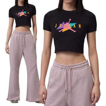Nike As W J Flt Ss Tcrp Gfx Tee J6 短袖 女款 黑色 短版 喬丹 IF0825-010