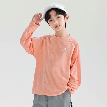 babybody - 吸濕排汗圓領長袖上衣-粉橘色