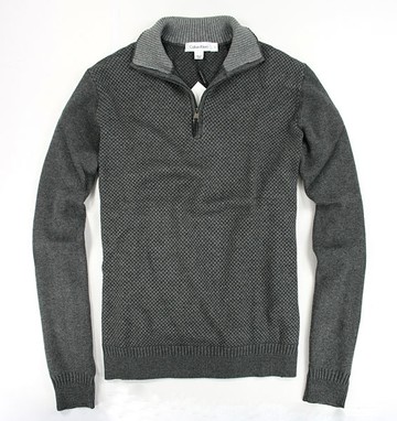 美國百分百【全新真品】Calvin Klein CK 格紋 翻領 開襟 半拉 針織 毛線衣 毛衣 男款 M 免運