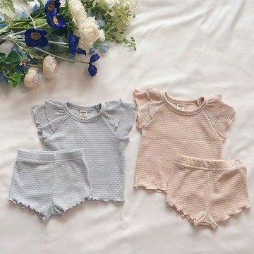Mini baby🌷柔軟舒適套裝！韓版童裝夏嬰幼兒女寶寶淨色兩件套