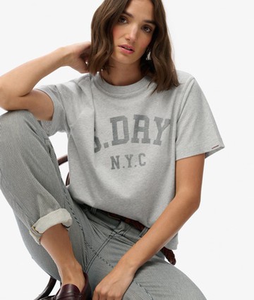 Superdry Women's Athletic Essentials Loose T-shirt Light Grey Size: 10