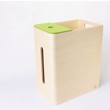 日本 YAMATO工藝 Double D 桌上型多功能面紙盒式垃圾桶(高) - 棕色