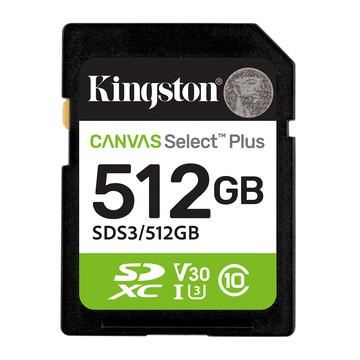 Kingston Canvas Select Plus SDXC UHS-I U3 V30 512GB 記憶卡(SDS3/512GB)
