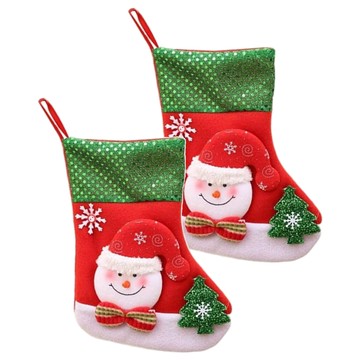 可愛聖誕襪 Set 2 亮片立體款  中號(25 x 19cm)  雪人款 紅色 + 綠色 + 白色  1組