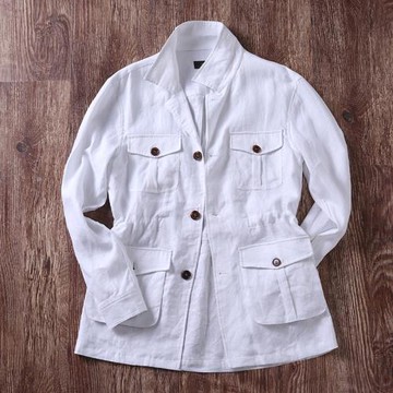 秋季新款亞麻無結構獵裝紳士夏季輕薄復古風休閑戶外透氣夾克