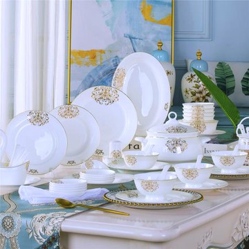 碗碟套裝家用景德鎮骨瓷餐具套裝盤子陶瓷碗碗筷喬遷碗具2022新款