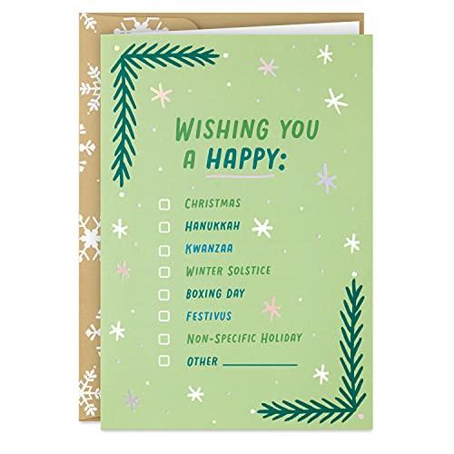 Hallmark ボックス入りホリデーカード Happy Everything チェックリスト (カード16枚と封筒17枚)