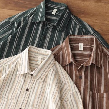 中性風條紋襯衫男長袖疊穿日系復古上衣設計感小眾內搭外穿春秋季