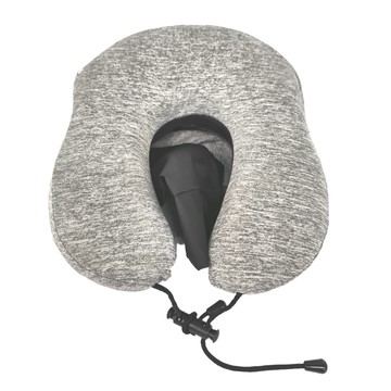 PUSH! 旅遊用品可拆洗帶帽U型枕  27 x 27 x 14cm  淺灰色