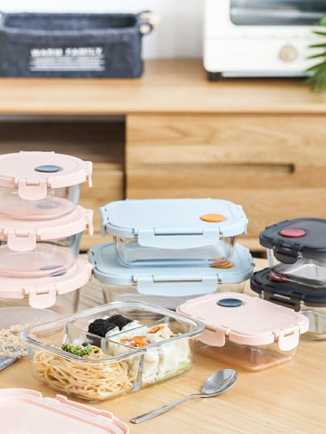 玻璃分格飯盒可微波爐加熱學生上班族健身大容量分隔型便當盒泡面
