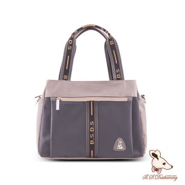 B.S.D.S冰山袋鼠 - 非常莓好 - 織帶拼接兩用購物包 - 藕紫灰【7004-GU】