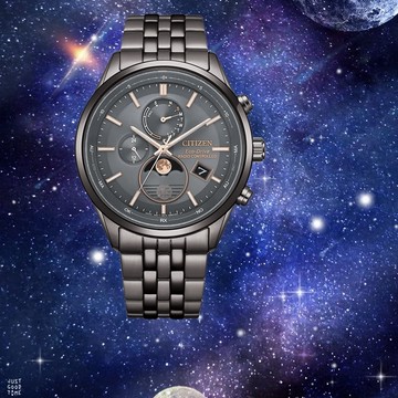 CITIZEN_星辰韋禮安廣告款 曜月款 光動能電波萬年曆月相手錶 BY1037-51H