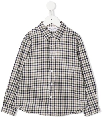 Bonpoint - check-print long-sleeve shirt - kids - Cotton - 10 - Grey