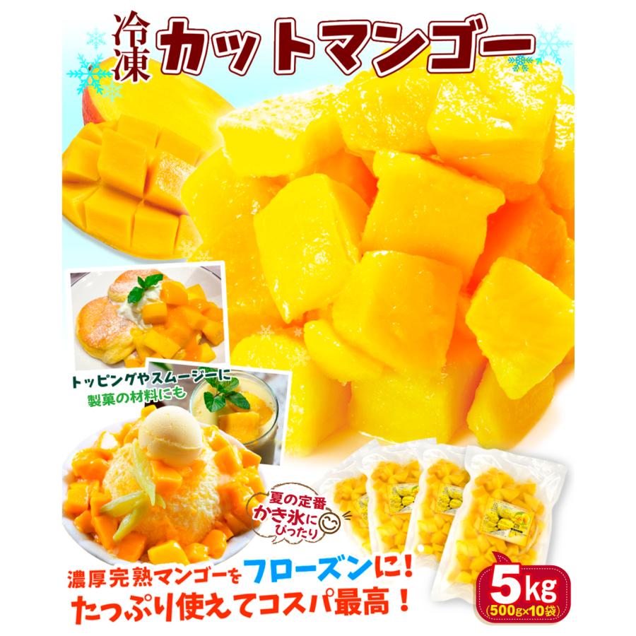 マンゴー 冷凍マンゴー 5kg カット済み（500g×10袋）ベトナム産 送料無料 完熟 業務用 フローズンマンゴー 大量販売 冷凍便 国華園