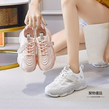 老爹鞋女鞋子夏季薄款網面透氣厚底小白鞋運動休閒鞋【聚物優品】