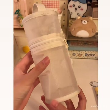 🍀臺灣出貨🍀ins小紅書衕款mujl圓筒透明網紗站立筆袋學生大容量小清新文具袋禮物