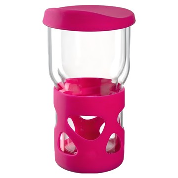 LEONARDO 里奧納多 GIRO系列 隨身玻璃咖啡杯 460ml 含杯蓋/防撞矽膠保護套  櫻花紅  1個