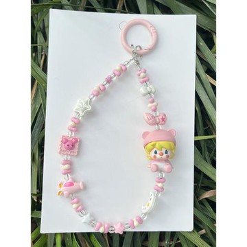 泡泡瑪特萌粒小甜豆手機鏈掛繩包掛件掛墜串珠鑰匙扣手腕掛鏈DIY