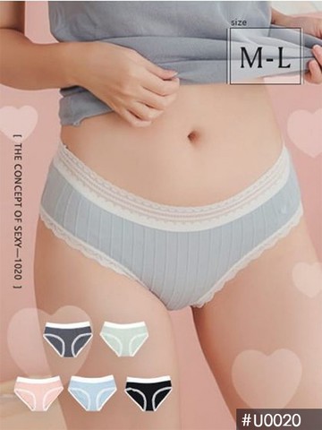 U0020 愛心糖果羅紋親膚內褲單件  5色