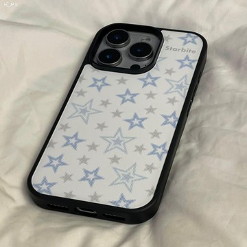 ins韓系藍黑像素點星星蘋果17/16Pro手機殼15手機殼14小眾12新11高級