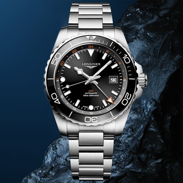 LONGINES 浪琴 HydroConquest 深海征服者 GMT 陶瓷潛水機械錶-43mm L3.890.4.56.6