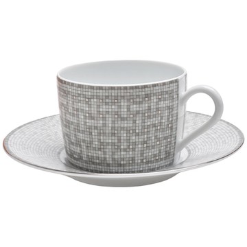 HERMES 愛馬仕 經典陶瓷茶杯碟組(灰色)