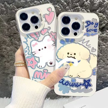 涂鴉貓狗適用三星s25ultra手機殼硅膠s24+可愛s23fe高級感s22/s21磨砂note20情侶a55a54a35a34防摔a25a24a15