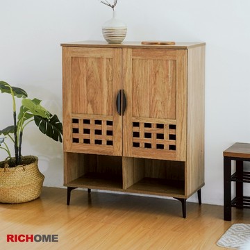 RICHOME 方格雙門大鞋櫃 鞋櫃 收納櫃 置物櫃 雙門鞋櫃 透氣鞋櫃 玄關櫃  木製鞋櫃 展示櫃 SC232